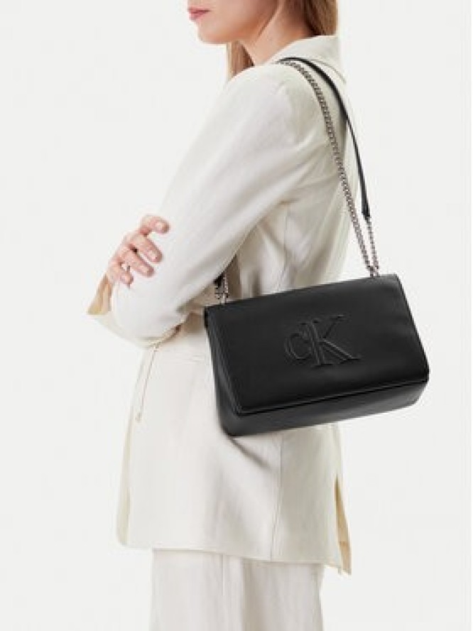 Calvin Klein Jeans Torebka Sculpted Ew Flap Conv Chain LV04K3035G Czarny