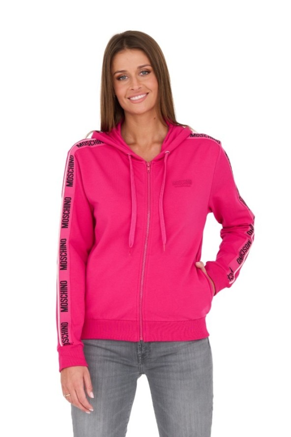 MOSCHINO Różowa damska bluza z lampasami, Rozmiar M