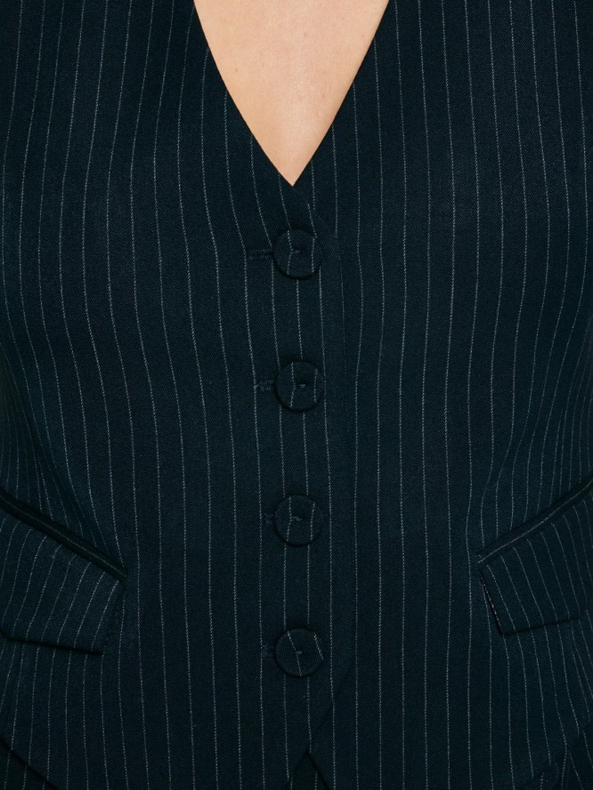 Kamizelka damska garniturowa w prążek granatowa Elvia 403