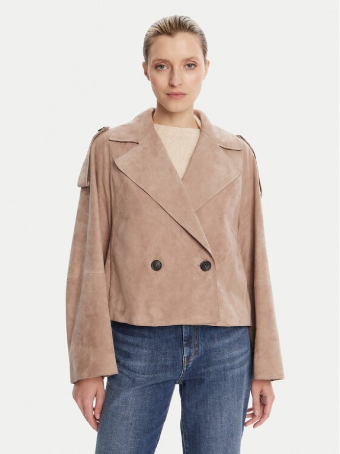 Weekend Max Mara Kurtka skórzana Maga 2525446061 Brązowy Regular Fit