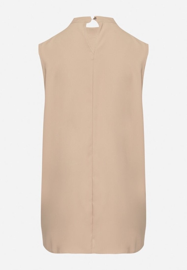 Ciemnobeżowa Asymetryczna Bluzka z Dłuższymi Bokami Fadeleira