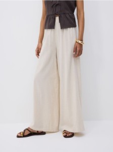 Spodnie z szerokimi nogawkami - złamana biel