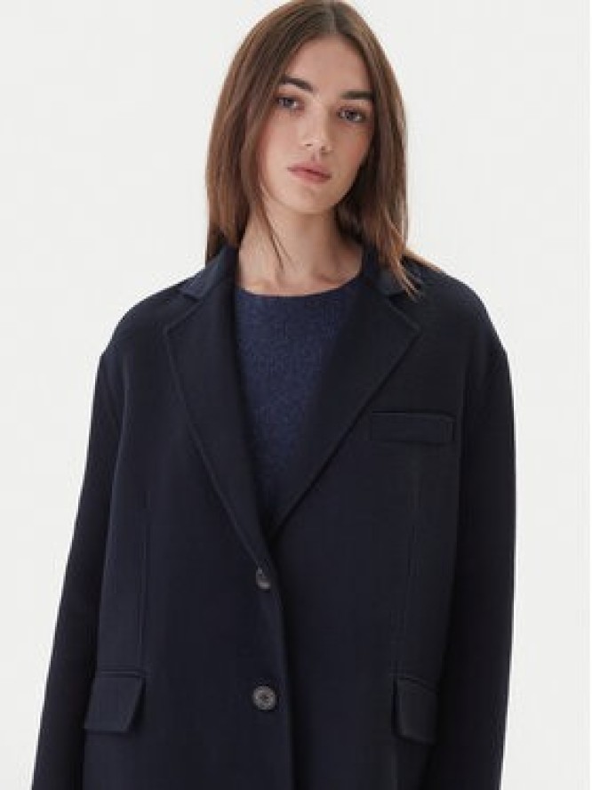 ViCOLO Płaszcz wełniany TF0005 Granatowy Regular Fit