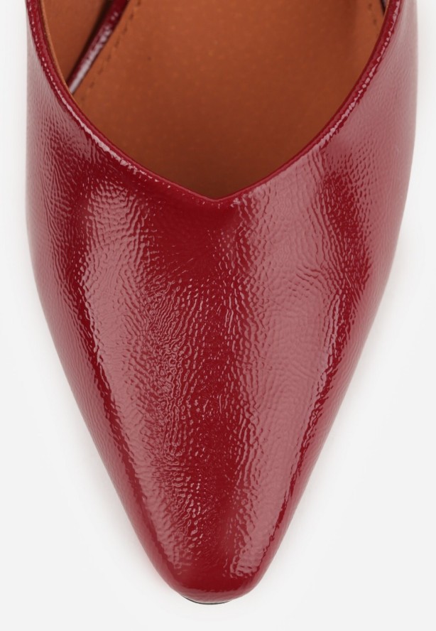 Bordowe Klasyczne Czółenka Vices na Klepsydrowym Obcasie ze Skórzaną Wkładką Dodvira