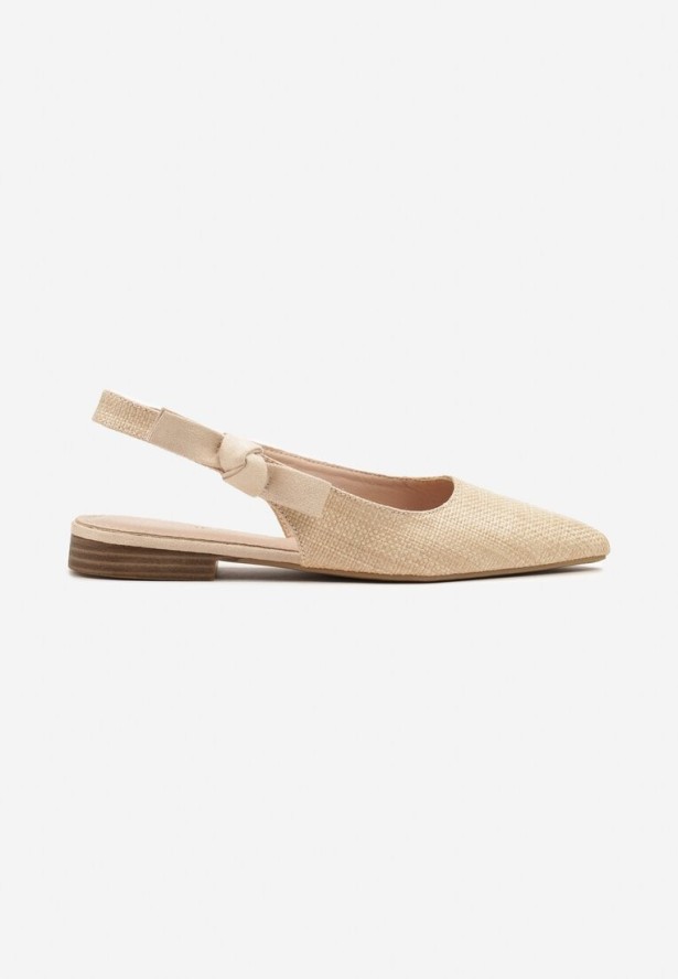 Jasnobeżowe Sandały Slingback z Tweedowymi Zdobieniami Calritis