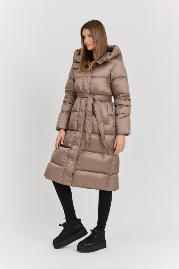 HETREGO Beżowy damski puchowy płaszcz Karen Woman Quilted Coat, Rozmiar 38 EU - 42 IT