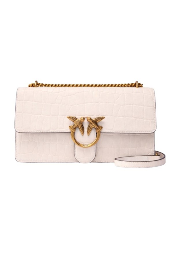 PINKO Biała listonoszka damska Love One Classic DC Cocco Nabuccato