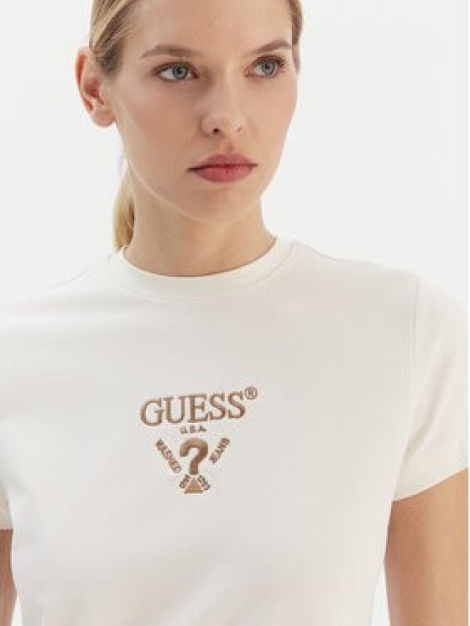 Guess T-Shirt V4YI21 KCDH1 Écru Regular Fit