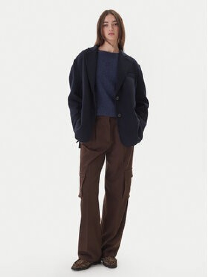 ViCOLO Płaszcz wełniany TF0005 Granatowy Regular Fit