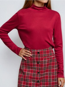 Bluzka z długimi rękawami z golfem - czerwony