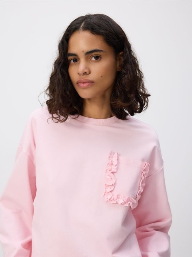 Longsleeve z kieszonką - pastelowy róż