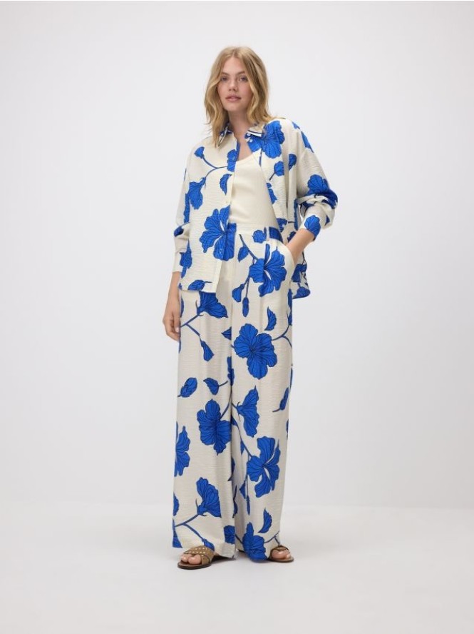 Wzorzyste spodnie z wiskozą - wielobarwny