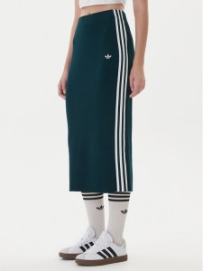 adidas Spódnica ołówkowa adicolor Knit 3-Stripes JW2662 Zielony Regular Fit