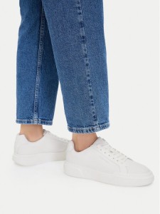 Calvin Klein Sneakersy Chunky Cupsole Laceup Lth Bt Aop YW0YW02036 Biały