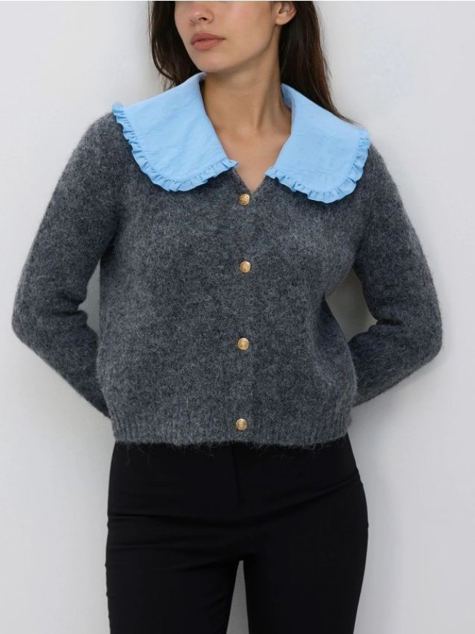 Kardigan z kołnierzykiem - szary