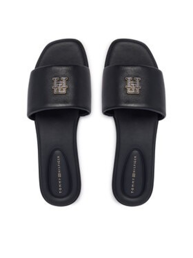 Tommy Hilfiger Klapki Th Logo Hardware Leather Mule FW0FW09292 Granatowy