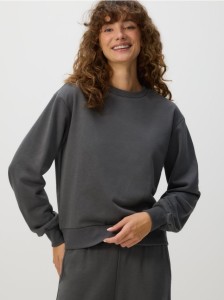 Gładka bluza z bawełną - ciemnoszary