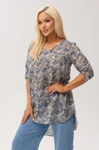 Asymetryczna tunika damska Luma z wydłużonym tyłem i dekoltem V PLUS SIZE XXL OVERSIZE WIOSNA LATO