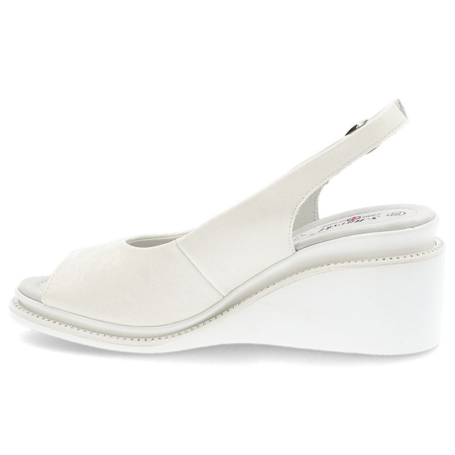 Białe Sandały S.Barski Eleganckie Obuwie Damskie Na Koturnie