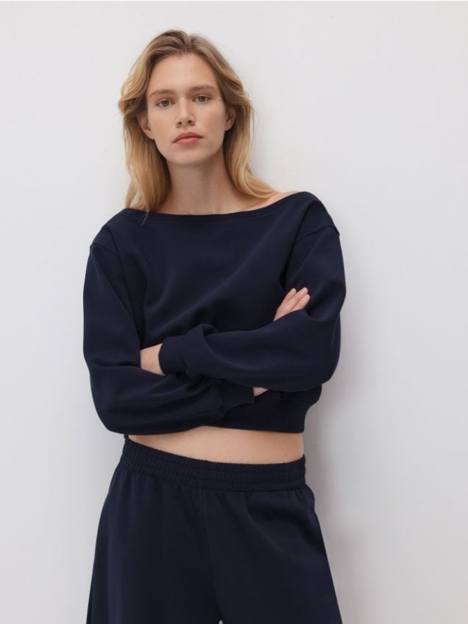 Bluza z odkrytymi ramionami - granatowy