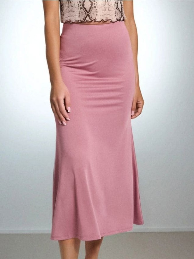 Spódnica midi z rozszerzanym dołem - różowy