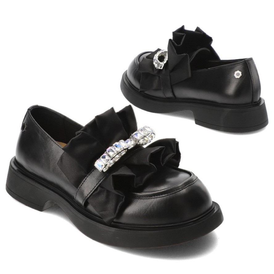 Czarne Półbuty Tuffoni Eleganckie Obuwie Damskie Premium