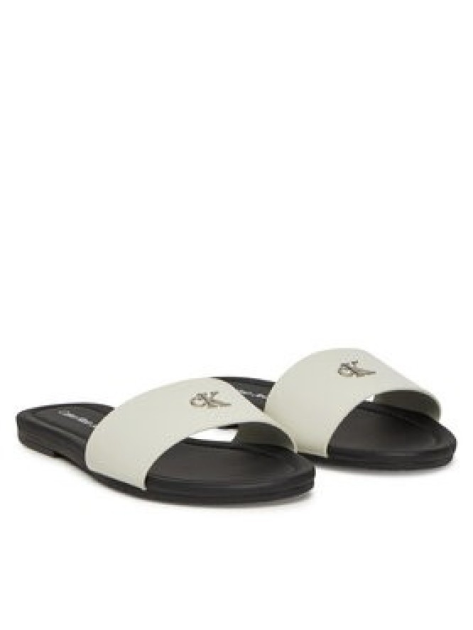 Calvin Klein Jeans Klapki Flat Sandal Slide Mg YW0YW01697 Biały