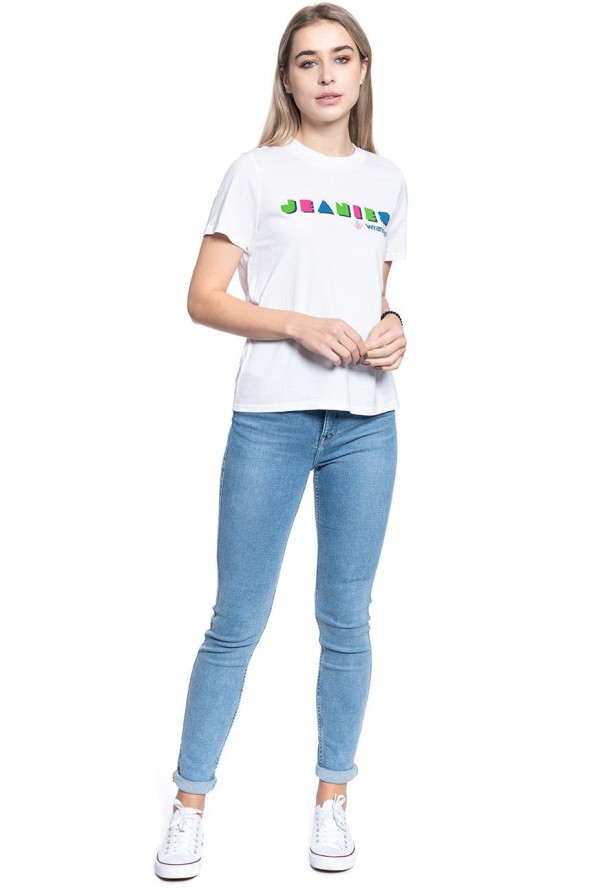 T-SHIRT DAMSKI WRANGLER HIGH RIB REGULAR TEE WHITE W7N9EVX12 112131988