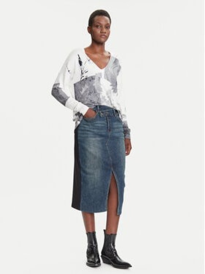 Desigual Spódnica jeansowa Twisted 25WWFD03 Granatowy Regular Fit