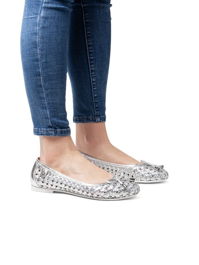 U.S. Polo Assn. Skórzane baleriny w kolorze srebrnym rozmiar: 36