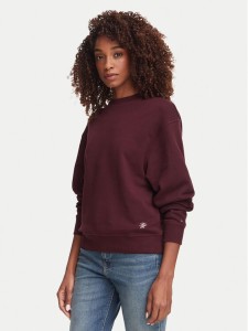 Tommy Hilfiger Bluza Script Terry WW0WW52355 Bordowy Regular Fit