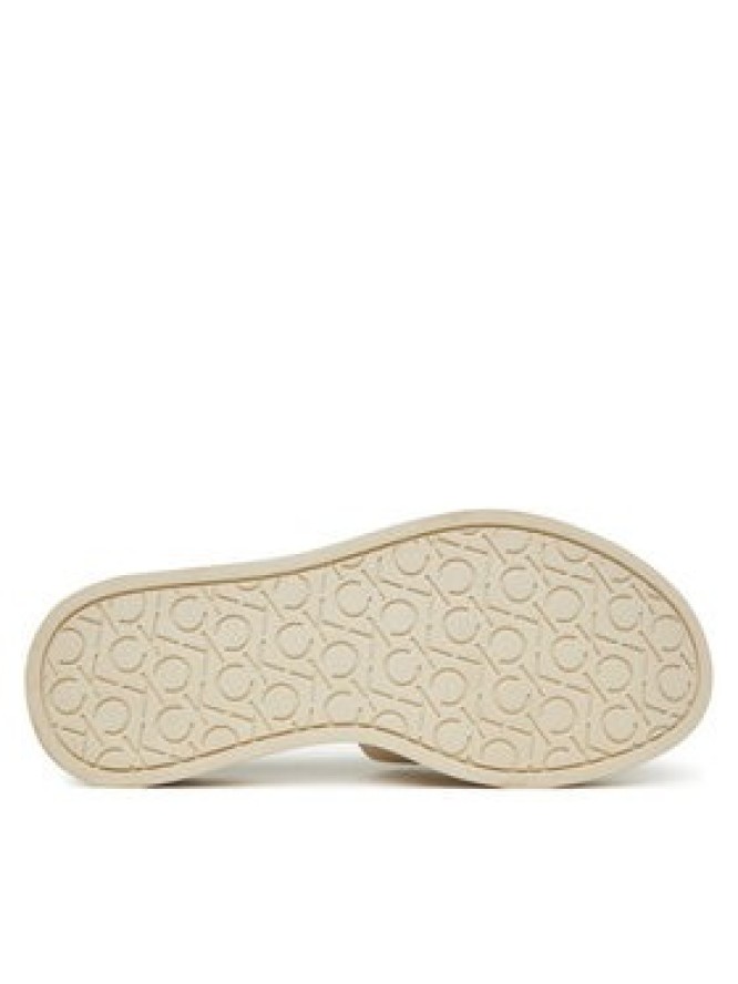 Calvin Klein Klapki Flatform Slide W/Ck Hw - Lth HW0HW02368 Écru