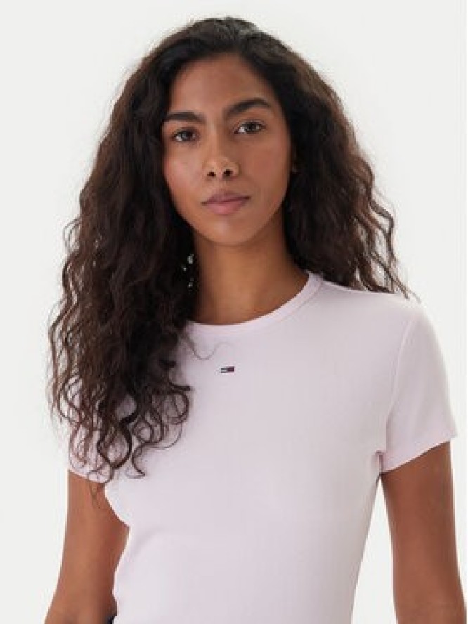Tommy Jeans T-Shirt Essential DW0DW17383 Różowy Slim Fit