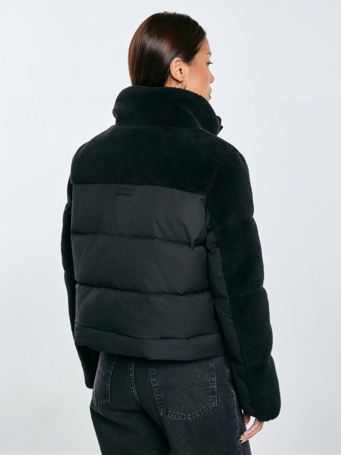 Kurtka damska pudełkowa z futerkiem czarna Salbatora 906