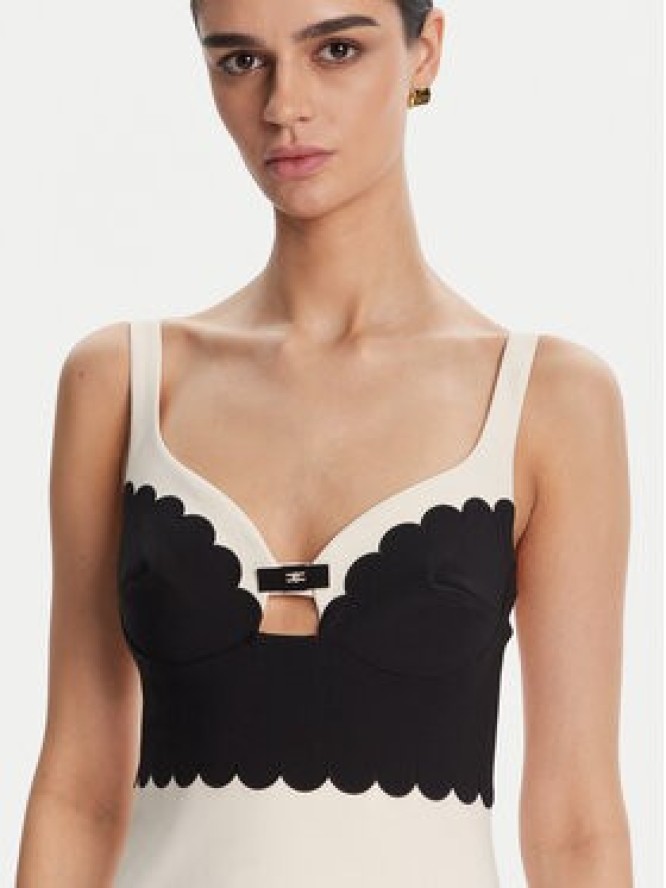 Elisabetta Franchi Sukienka koktajlowa AB70352E2 Beżowy Regular Fit