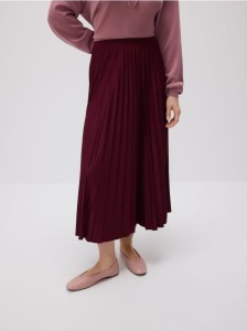 Plisowana spódnica midi - burgundowy