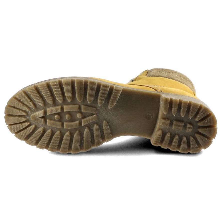 Żółte Botki Pollonus Damskie Stylowe Obuwie