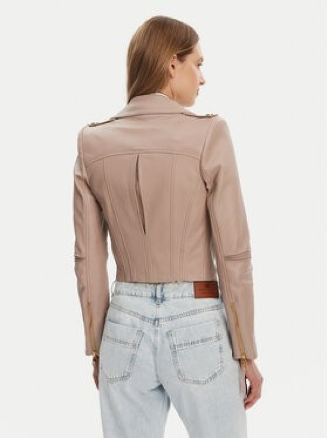 Elisabetta Franchi Kurtka skórzana GD-47Z-51E2-V1200 Beżowy Regular Fit