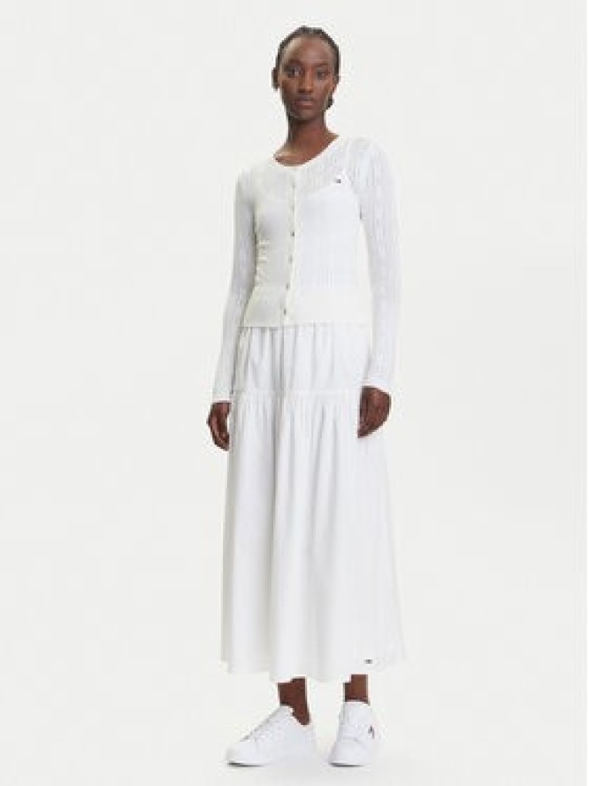 Tommy Jeans Kardigan Pointelle DW0DW20966 Biały Regular Fit