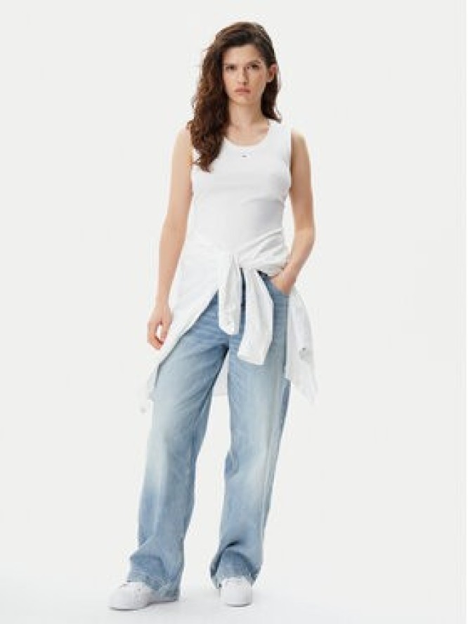 Tommy Jeans Top Essential DW0DW20673 Biały Slim Fit