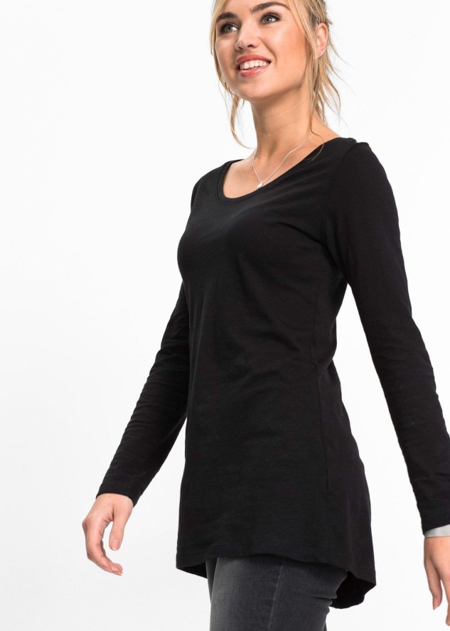 Shirt z długim rękawem, z czystej bawełny