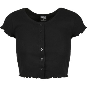Koszulka damska Urban Classics cropped button up rib