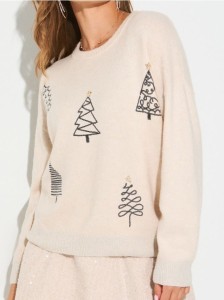 Świąteczny sweter z cekinowymi choinkami - Inny