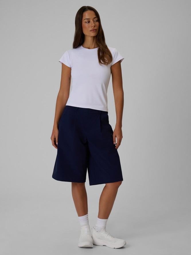 4F T-shirt slim gładki damski - biały XS