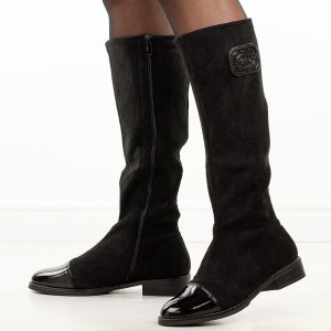 Czarne pat. kozaki damskie M.Daszyński 2251-19