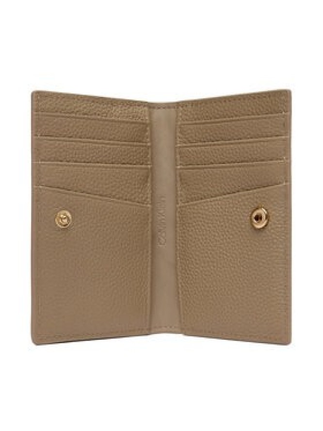 Calvin Klein Portfel Emblem Hw Pebble Snap Cardholder LV04F1127G Beżowy