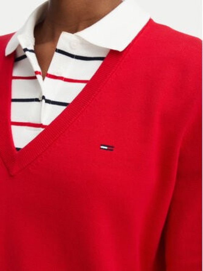 Tommy Jeans Sweter Essential DW0DW19888 Czerwony Regular Fit