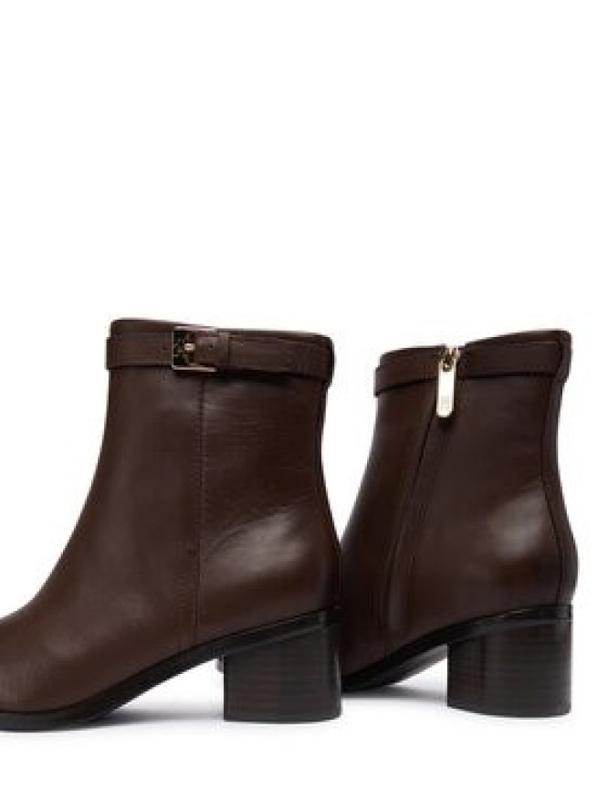 Tommy Hilfiger Botki Th Buckle Riding Mid Heel Bootie FW0FW08859 Brązowy