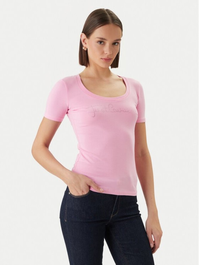 Just Cavalli T-Shirt 80PAHE22 CJ112 Różowy Slim Fit