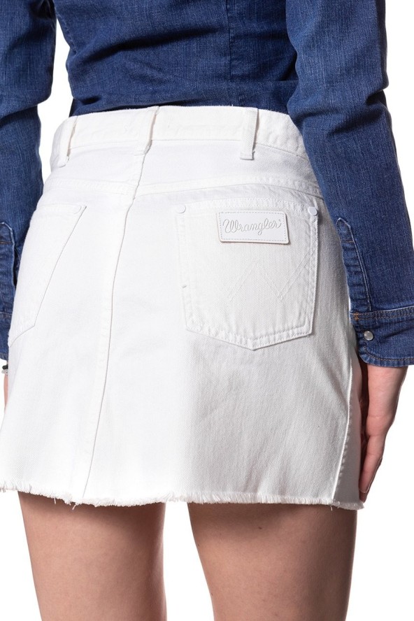 SPÓDNICA JEANSOWA WRANGLER RETRO SKIRT WHITE DAMAGED W241DM12Q 112127919